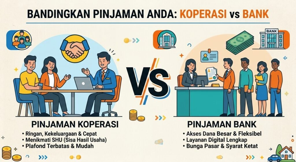 Pinjaman Koperasi vs Bank: Apa Perbedaannya? Ini yang Perlu Anda Ketahui