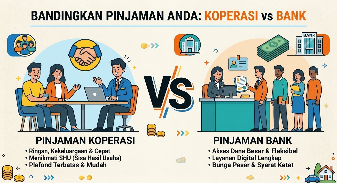 Pinjaman Koperasi vs Bank: Apa Perbedaannya? Ini yang Perlu Anda Ketahui